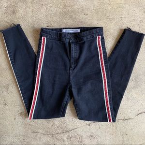 Zara Super Skinny Jeans with Red Retro Stripes Sz6